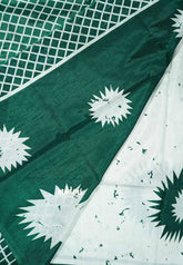 White with Green Border - Uniform sarees Malgudi printed silk